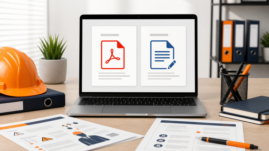 Porównanie instrukcji BHP w formacie PDF i edytowalnym DOCX